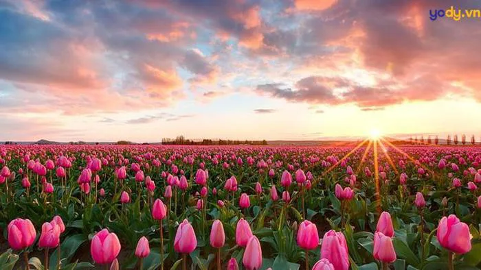 50+ Hình ảnh vườn hoa tulip, cánh đồng hoa tulips rực rỡ khoe sắc | Yody