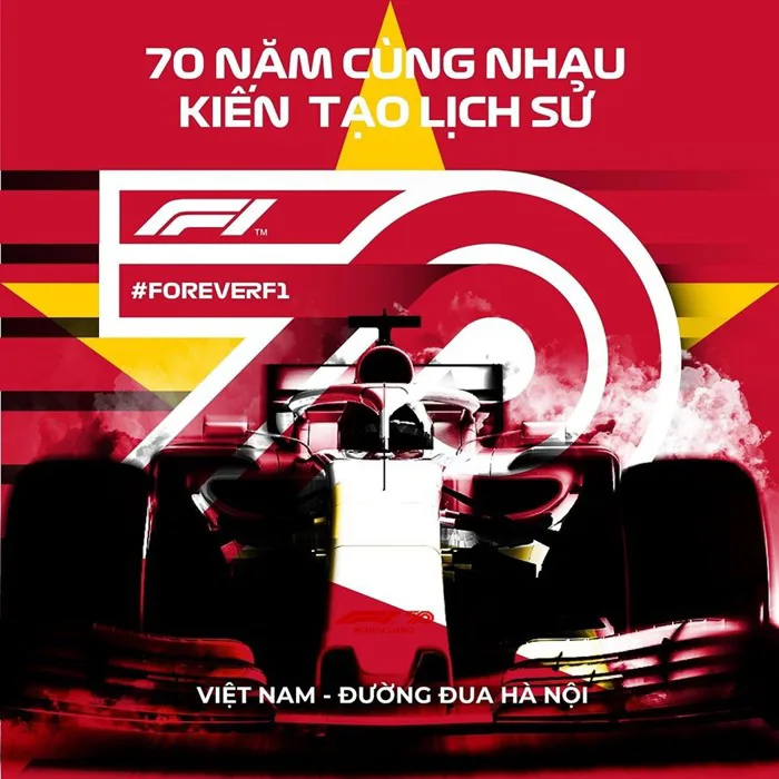 Cờ Việt Nam xuất hiện trên poster kỷ niệm 70 năm giải đua xe F1