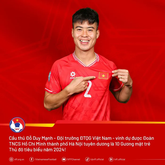 Duy Mạnh được vinh danh với giải thưởng cao quý trước thềm trận g