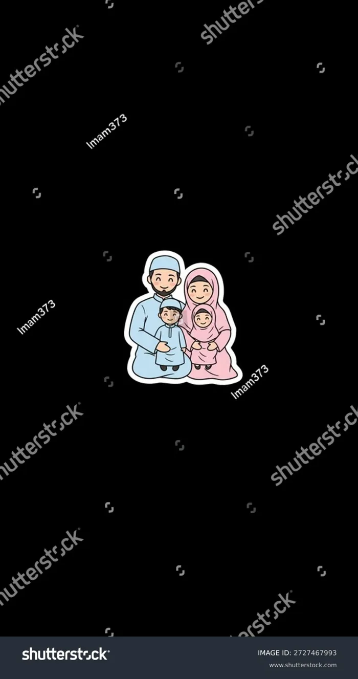 Moslem gia đình màu đen amoled: Hình minh họa có sẵn 2727467993 |  Shutterstock