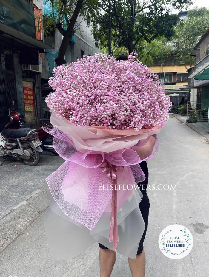 BÓ HOA BABY MÀU HỒNG ĐẸP - {Bó hoa baby màu hồng to đẹp tặng sinh nhật
