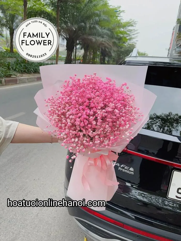 Bó hoa baby hồng tặng bạn bè ở Cầu Giấy. Hoa tươi Hà Nội.