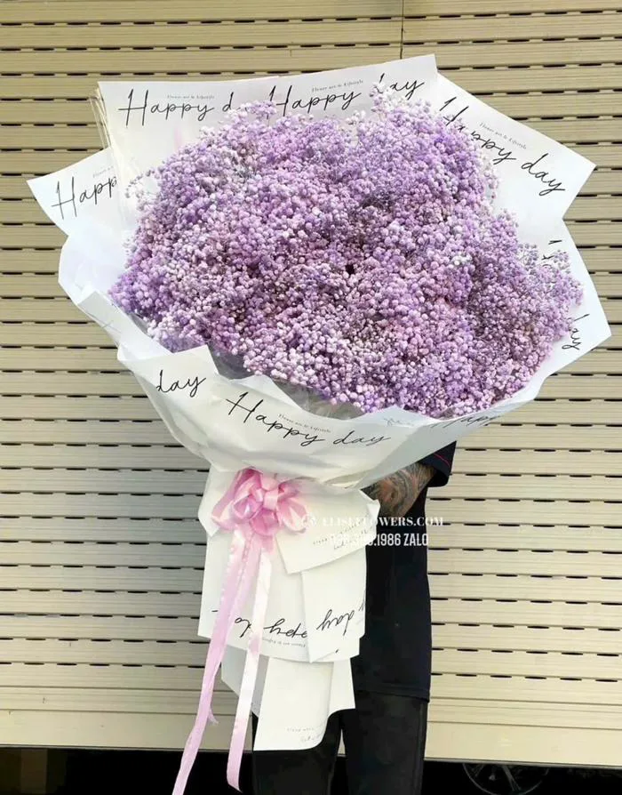 Bó hoa baby tím THUỶ CHUNG. Bó hoa Valentine 14/2 | HOA tươi HÀ NỘI