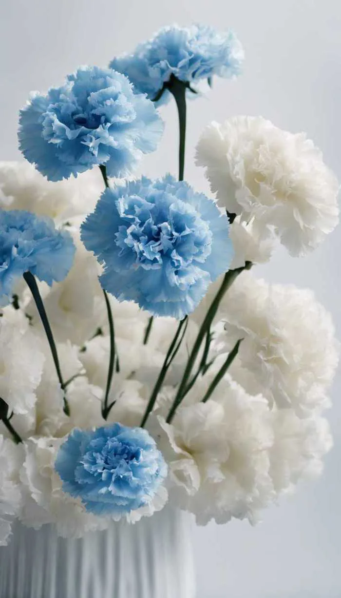 Một bó hoa cẩm chướng màu xanh trên nền trắng. Hình nền  [534cee156abb4c7dbbc8] của Wallpaper HD | WidgetClub