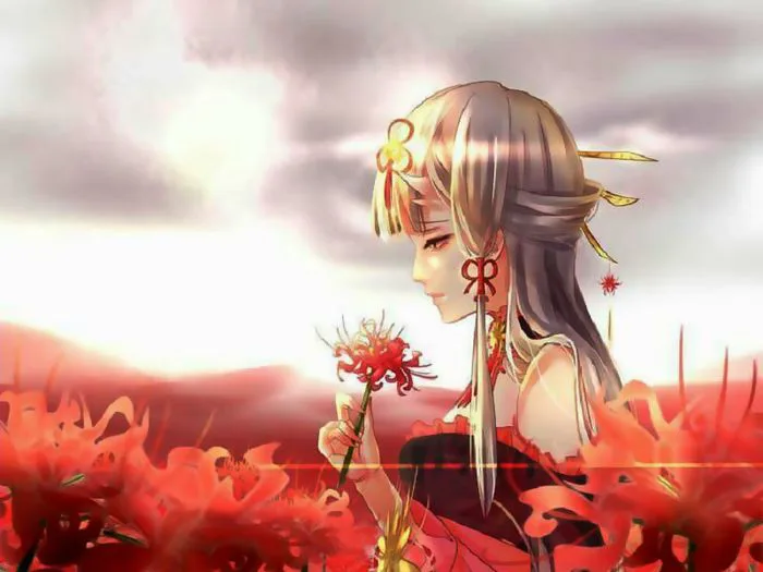 Hình ảnh hoa Bỉ Ngạn trong phong cách anime nữ đầy nét buồn đẹp
