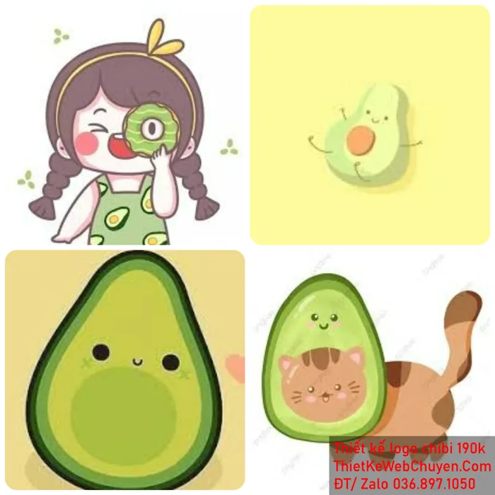 Trái bơ chibi cute , THIẾT KẾ CHIBI 190K ĐÁNG YÊU NGỘ NGHĨNH
