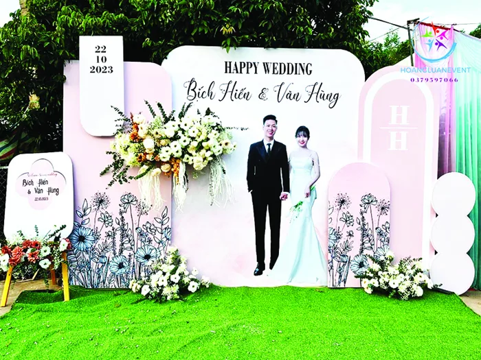 Trang trí backdrop cưới hoa tươi Luxury TC312