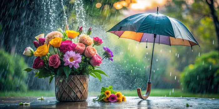 Hình ảnh Hoa Ngày Mưa Với Chiếc ô Cắm Hoa đẹp Dưới Mưa Và Hình ảnh Để Tải Về Miễn Phí - Pngtree