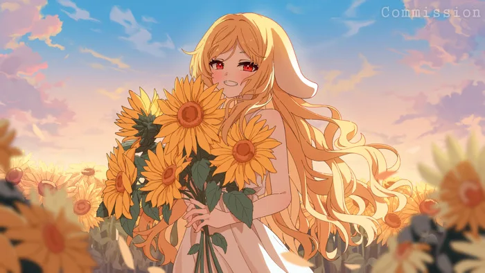 Hình Nền Anime Cô Gái Cánh Đồng Hoa Hướng Dương 4K | 2000x1125 | Wallpaper  Alchemy