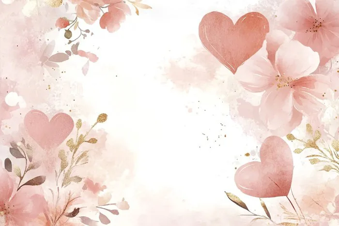 Hình ảnh miễn phí: Trái tim và hoa màu hồng, nền lãng mạn với hình minh họa  bằng kỹ thuật màu nước