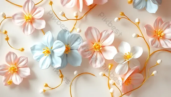 Tải miễn phí Hình Nền Hoa 3D Giống Như Pastel Mơ ước Với Dây Leo Vàng Nền |  JPG chuyên nghiệp - Pikbest