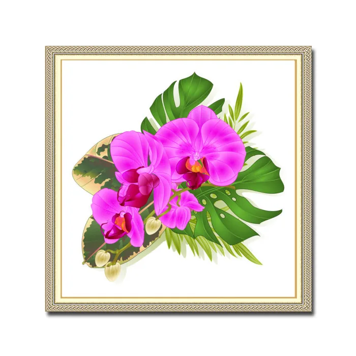 Tranh treo tường khổ vuông hoa phong lan tím đẹp THL069