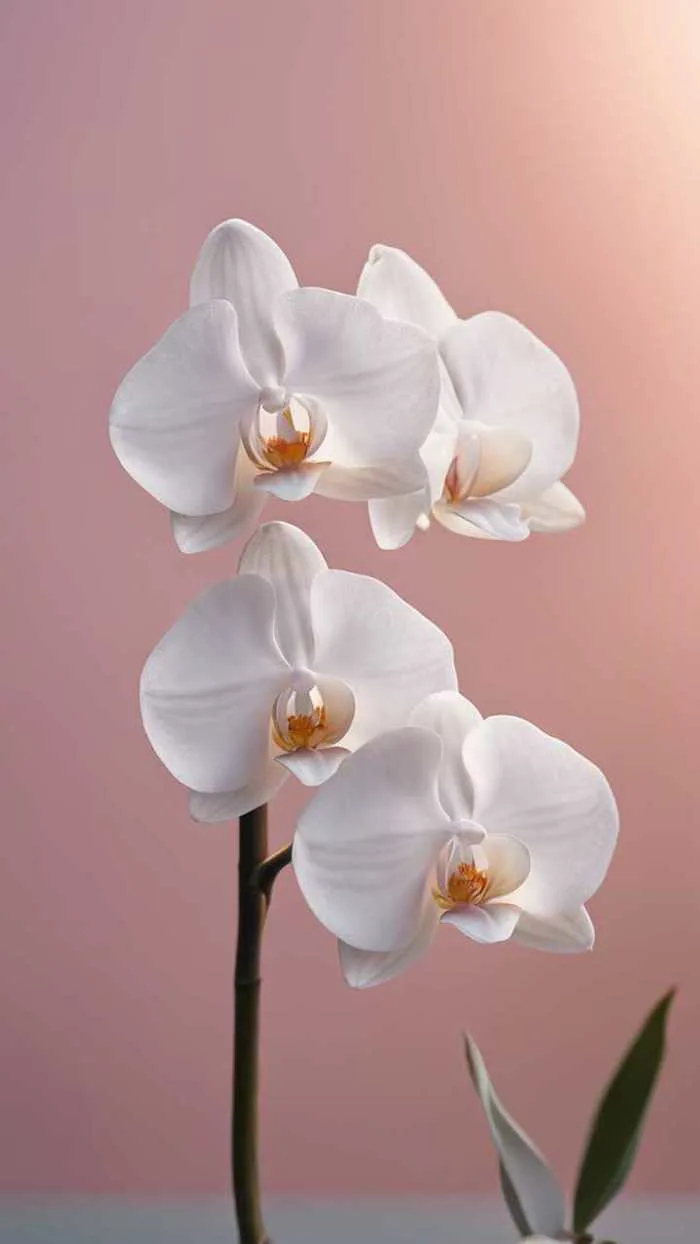 Một bông hoa lan trắng tinh tế nở rộ trên nền hồng dịu nhẹ vào lúc bình  minh. Hình nền [00b670f279cb40479083] của Wallpaper HD | WidgetClub