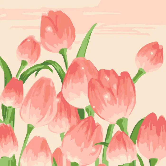 Tranh Sơn Dầu Trang Trí Hình Hoa Tulip (20X20Cm)
