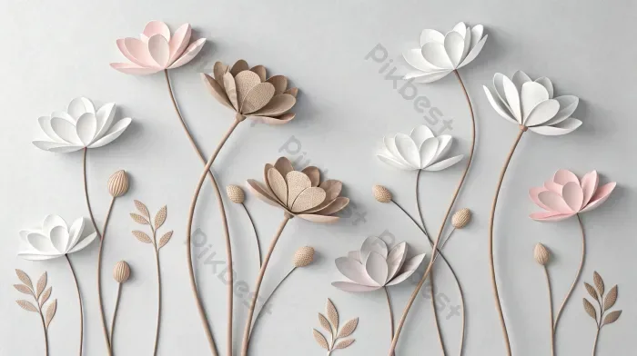 Tải miễn phí Hình Nền Hoa 3d Tối Giản Với Tông Màu Trung Tính Nền | JPG  chuyên nghiệp - Pikbest