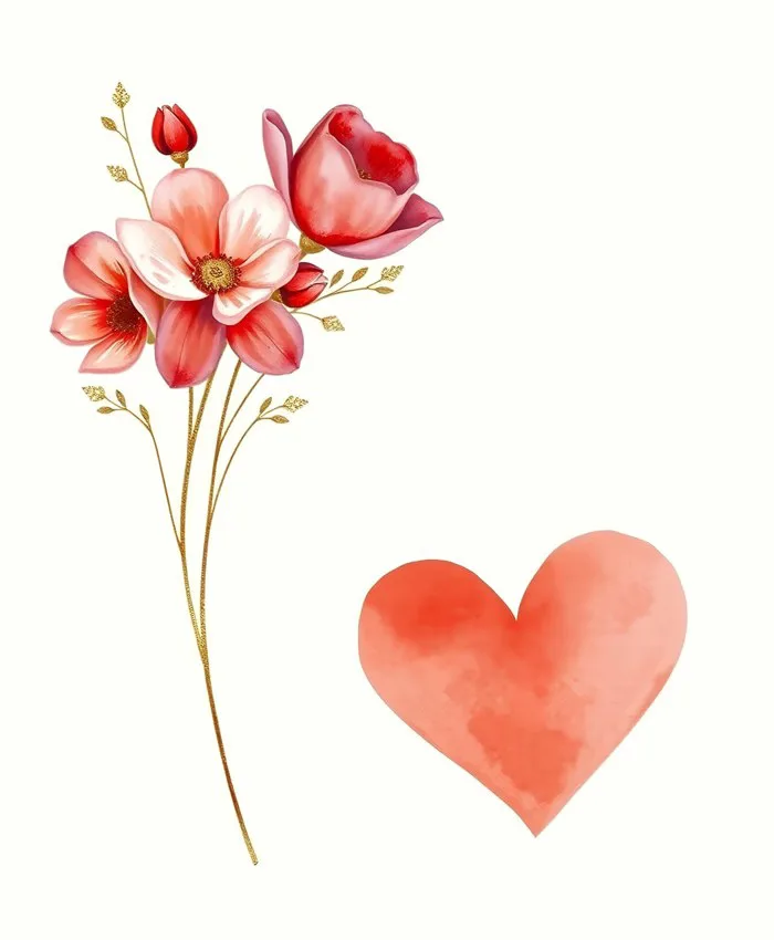 Hình ảnh miễn phí: Thiết kế lãng mạn-tối giản của thiệp chúc mừng với trái  tim và hoa trên nền sáng