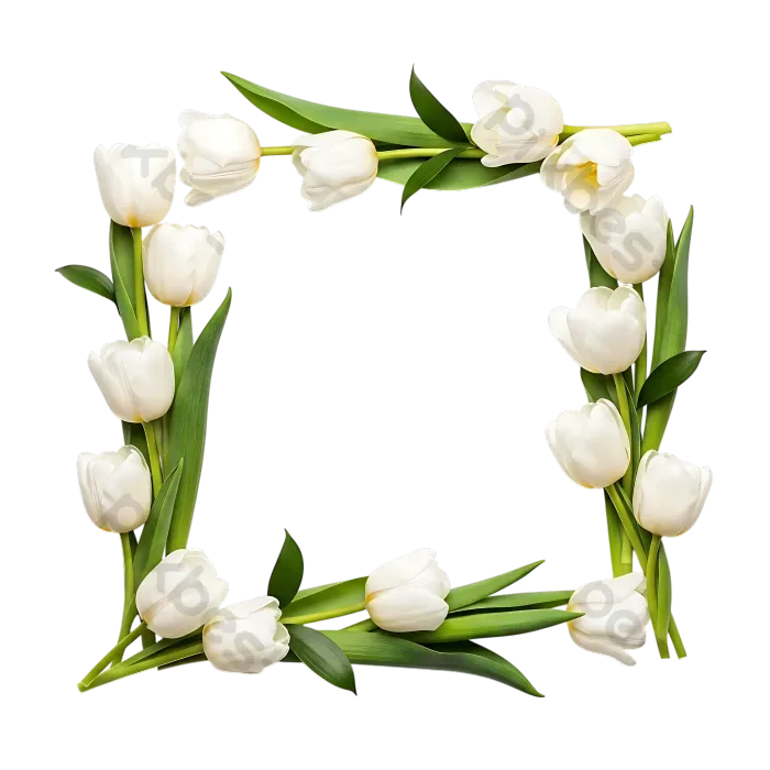 Tải miễn phí Những Bông Hoa Tulip Trắng Tạo Thành Khung Hình Vuông,được đặt  Riêng Trên Nền Trong Suốt. Công cụ đồ họa | PNG chuyên nghiệp - Pikbest