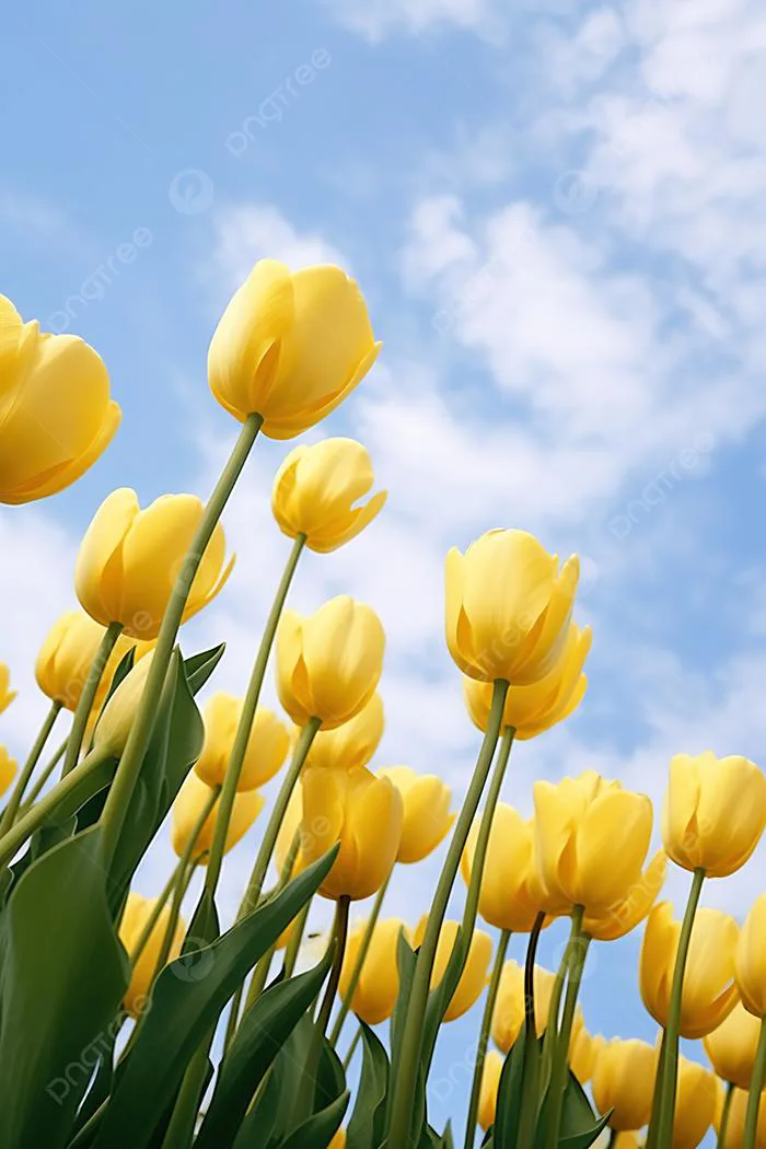 Hoa Tulip Vàng Dưới Bầu Trời Xám Ảnh Và Hình ảnh Để Tải Về Miễn Phí -  Pngtree
