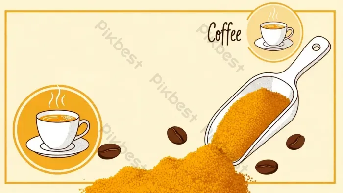 Tải miễn phí Hình Minh Họa Bột Cà Phê Với Hạt Và Cốc Trên Nền Vàng Nền |  JPG chuyên nghiệp - Pikbest