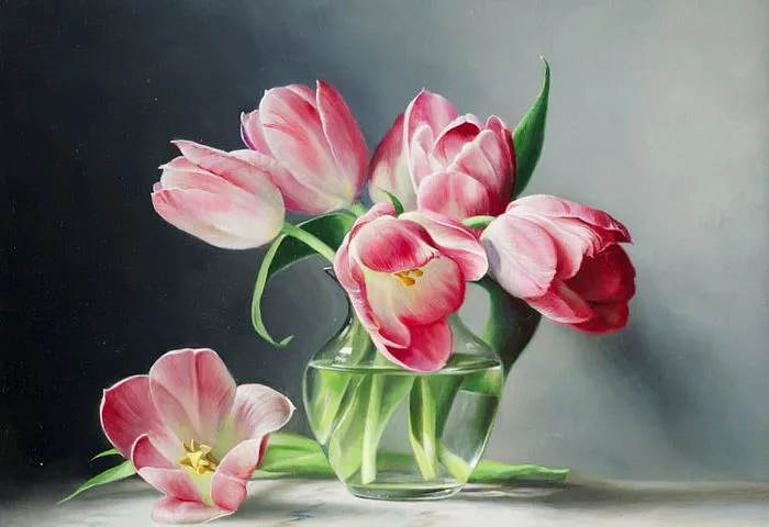 Hình nền hoa Tulip vẽ tay đẹp mê ly