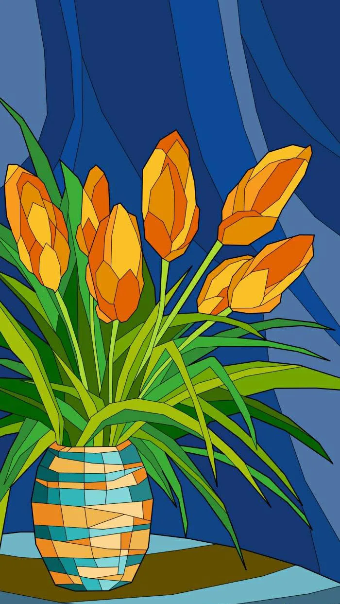 Hình nền hoa Tulip vẽ tay tuyệt đẹp