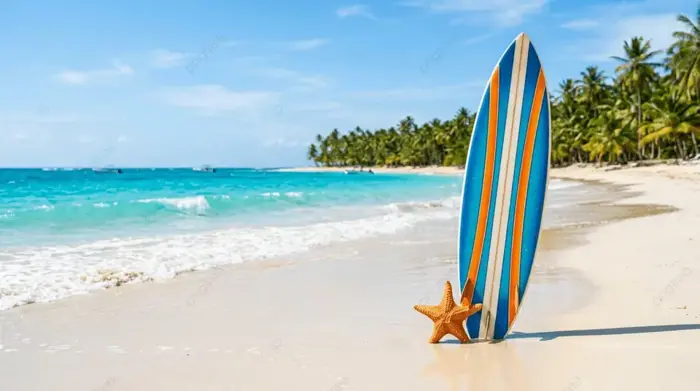 Hình nền Nền Ván Lướt Sóng Rực Rỡ Trên Bãi Biển Nhiệt đới Với Sao Biển, Ván Lướt  Sóng, Bãi Biển, Sao Biển Background Vector để tải xuống miễn phí - Pngtree