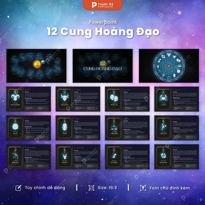 Mẫu Slide Powerpoint 12 Cung Hoàng Đạo | Tuyệt kỹ Powerpoint