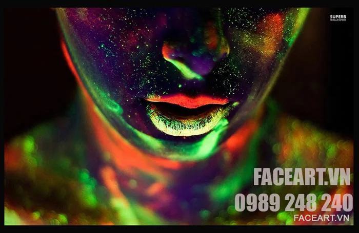 MÀU DẠ QUANG UV - MÀU VẼ MẶT PHÁT SÁNG GLOW - NEON DẠ QUANG AIRBRUSH KHO  NHỰA ANNA