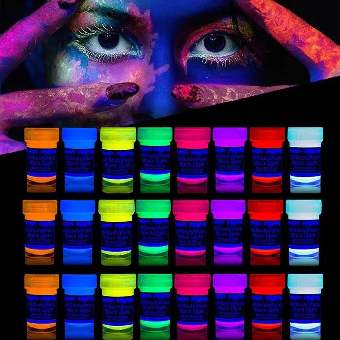 Màu dạ quang Phát sáng - Cực tím (UV Blacklight Neon - Glow in the Dark  Face and Body Paint)