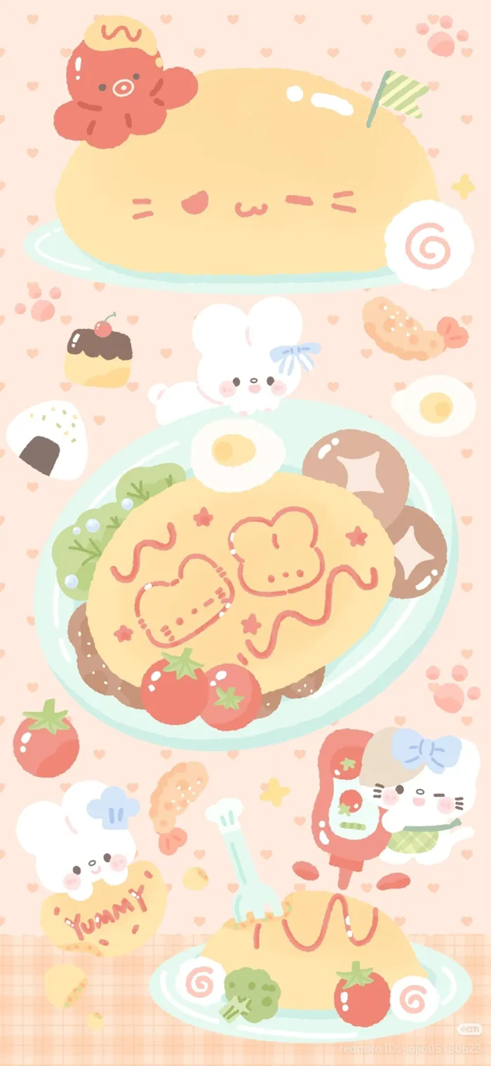 Lưu ngay bộ hình nền đồ ăn cute phong cách hoạt hình xinh yêu