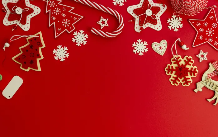 Hình nền giáng sinh noel màu đỏ với nhiều mẫu trang trí bánh kẹp hoa tuyết