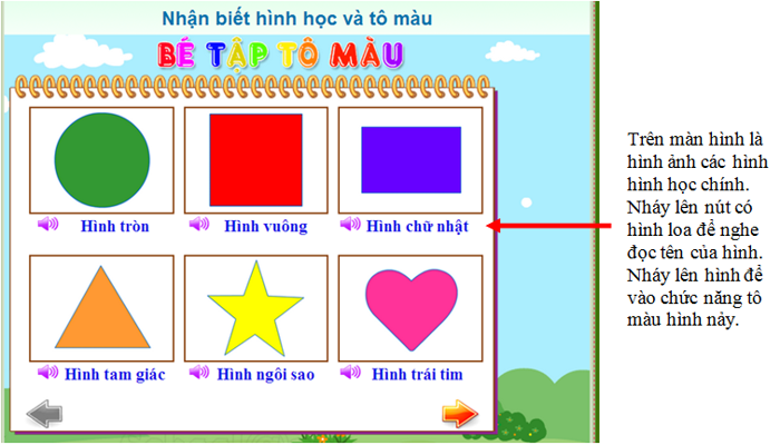 Cong ty Cong Nghe Tin hoc Nha truong | Sanpham | Giới thiệu phần mềm: Nhận  biết hình học và tô màu trên trang Cùng học