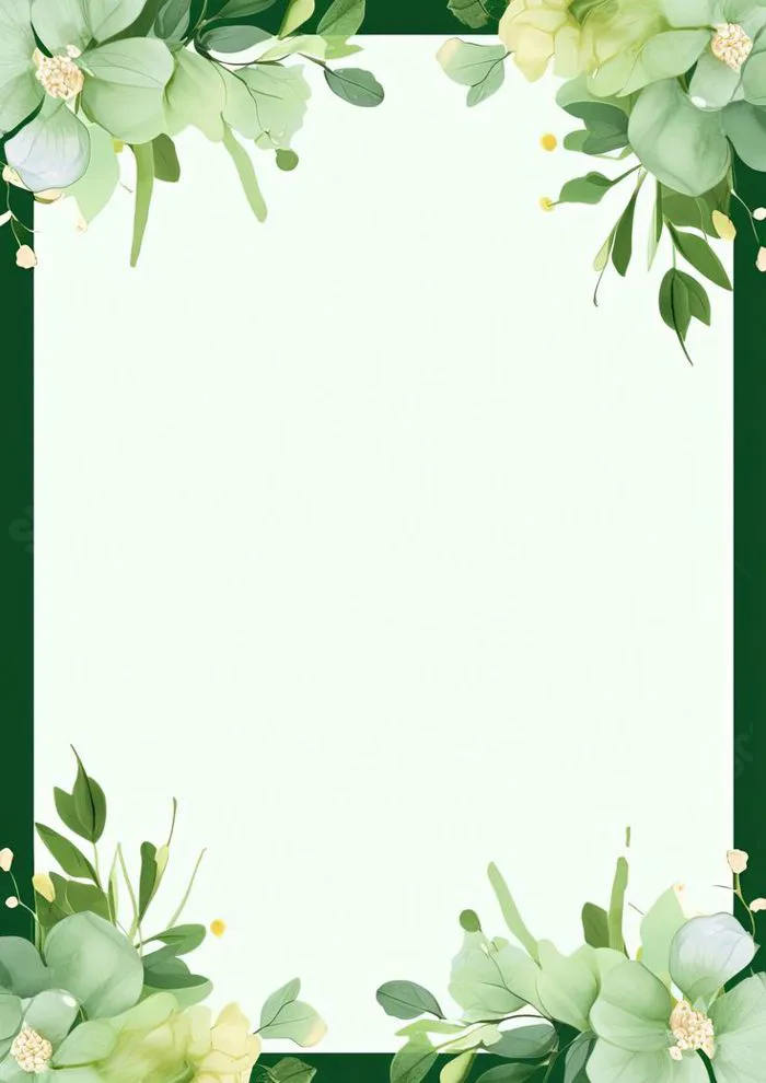 Khung Viền Hình Nền Hoa Màu Xanh Lá Cây Hoa Word để in được | Green