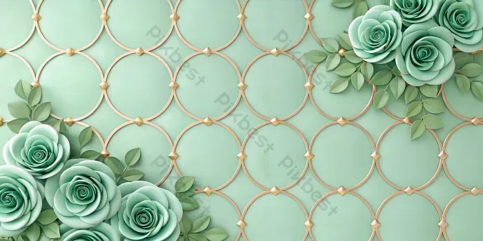 Tải miễn phí Hình Nền 3D được Trang Trí Với Hoa Hồng Hình Học Bằng Da Màu  Xanh Lá Cây Nền | AI chuyên nghiệp - Pikbest