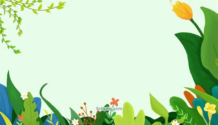 Phông nền hoa lá hoạt hình màu xanh dùng thiết kế Canva và bài giảng -  Anhpng.com - Kho Tài Nguyên Thiết Kế: Ảnh Png, Vector, Corel, Ai, Psd