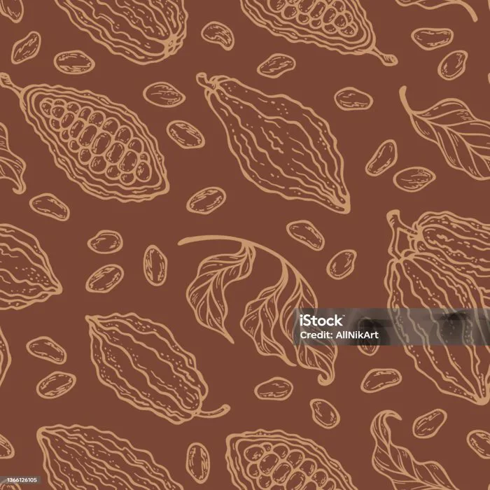 Hạt Ca Cao Vỏ Và Lá Vector Mô Hình Liền Mạch Cacao Fruits Floral Background  Màu Sô Cô La Nâu Hình minh họa Sẵn có - Tải xuống Hình ảnh Ngay bây