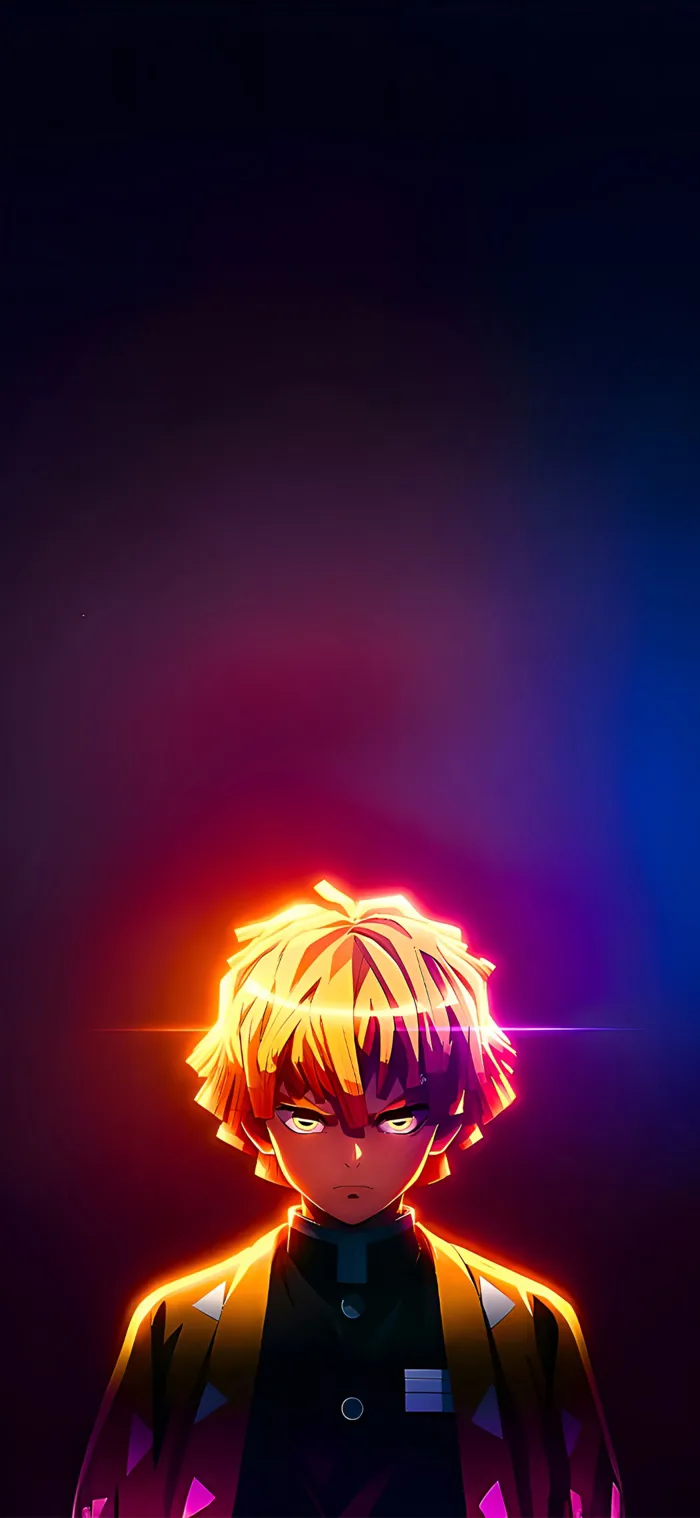 Hình Nền Zenitsu Agatsuma Phát Sáng Neon Demon Slayer | 2034x4410 |  Wallpaper Alchemy