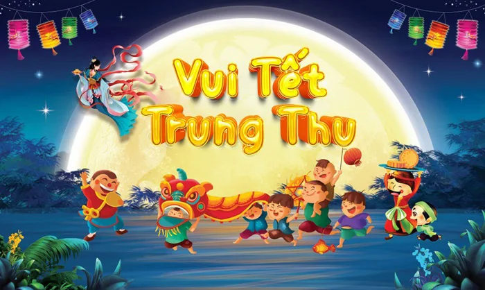 Mẫu background phông nền Vui Tết Trung Thu, tặng phông chữ