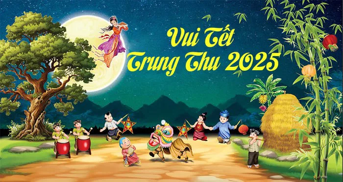 Mẫu phông nền Vui Tết Trung Thu 2025, tặng phông chữ