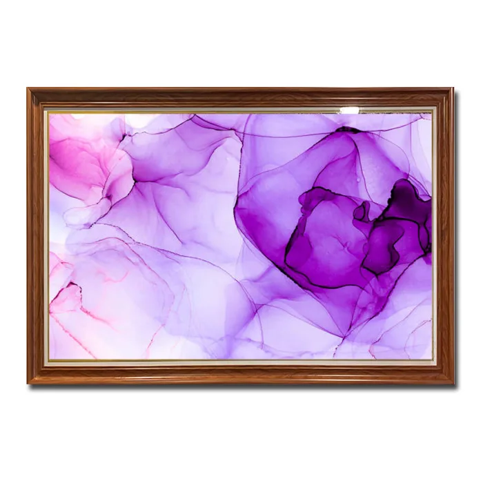 Tranh trừu tượng đẹp màu loang tím hoa lavender HOH015