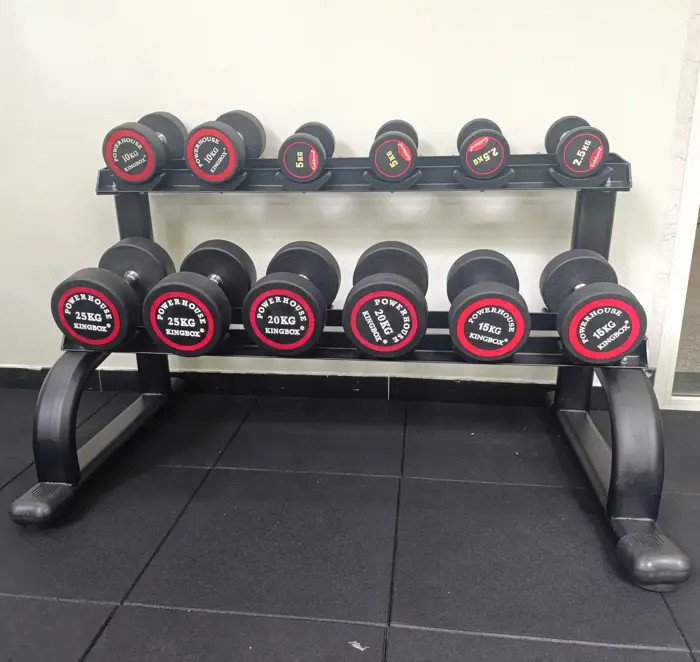 Giá để tạ tay 2 tầng 6 cặp nhập khẩu cho phòng Gym