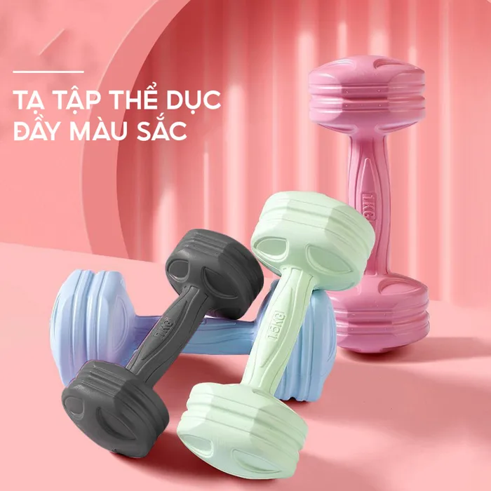 Tạ Tay nhựa Tập Gym Yoga Pilates 1Kg 1.5Kg 2Kg 3Kg 4Kg