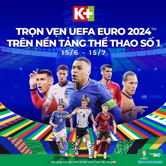 Trọn vẹn UEFA EURO 2024 trên Truyền hình K+, nền tảng thể thao số 1 Việt Nam