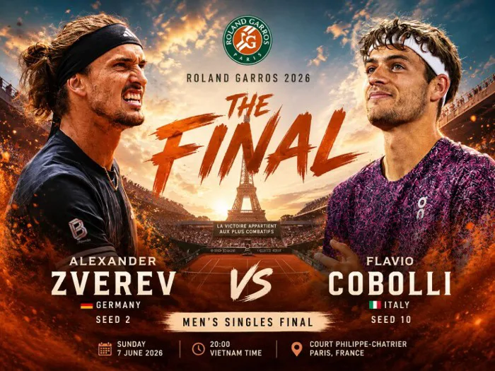 Chung kết tennis Roland Garros: Zverev trước cơ hội đổi đời, Cobolli mơ  viết tiếp cổ tích