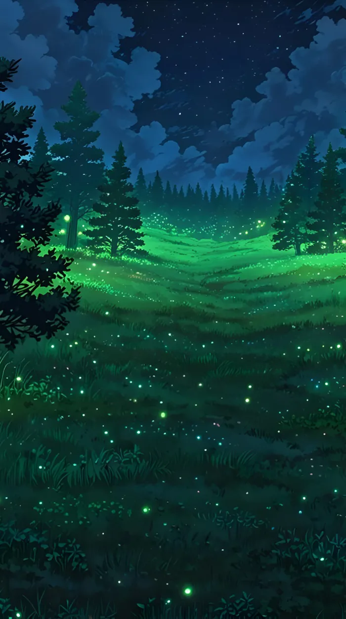 Hình Nền Anime Đồng Cỏ Đom Đóm Bầu Trời Đêm | 2208x3948 | Wallpaper Alchemy