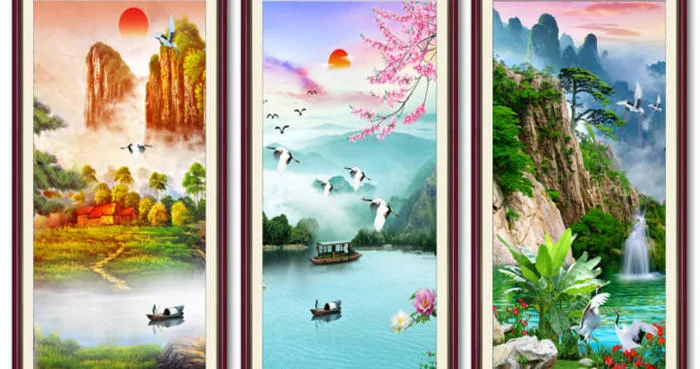 66 bức tranh phong cảnh khổ đứng đẹp, tranh khổ dọc 1 tấm