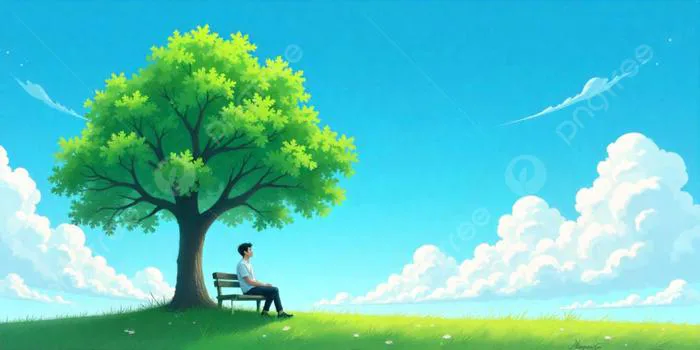 Hình nền Người đàn ông Ngồi Một Mình Dưới Gốc Cây Lớn Nền Thiên Nhiên Lofi,  Một Người đàn ông đứng Trước Cây Xanh, Tự Do Tự Do Tự Do, Cây Lớn