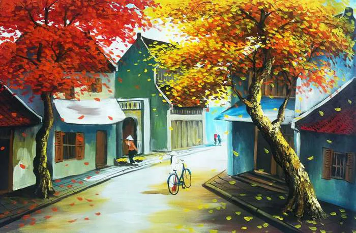 Tuyệt phẩm tranh màu nước phong cảnh đơn giản cho không gian nhà sang