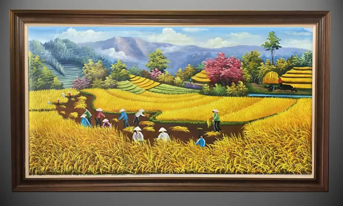 98+ Tranh ruộng bậc thang mùa lúa chín - Ý nghĩa phong thủy