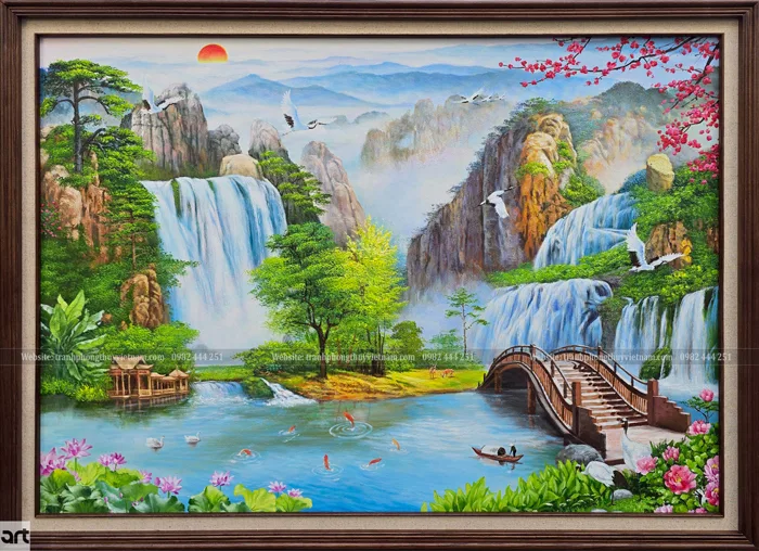 Tranh Sơn Thủy Hữu Tình Đẹp, Tranh Núi Non Thác Nước